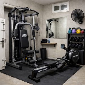 חדר כושר קומפקטי בממ"ד עם ציוד מתקדם